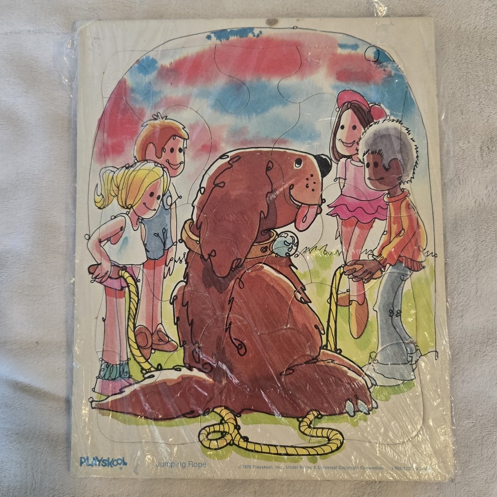 Vintage JUMPING ROPE Frame Tray Puzzle Playskool 1976 Berne & Universal USA